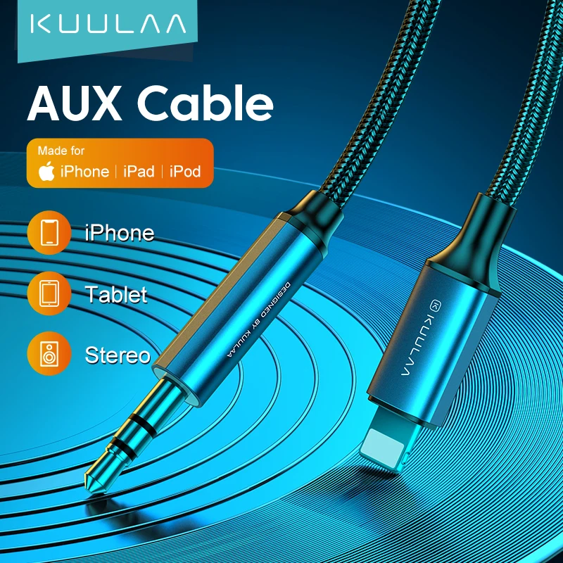 KUULAA-Cable auxiliar para iPhone 13, 12, 11 Pro, XS, Max, X, XR, 8, 7,  iPad