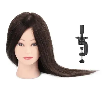 

18" 100% Real Hair Mannequin Head Training Head Cosmetology Manikin Practice Head Doll Hairdressing Head With Free Clamp Female