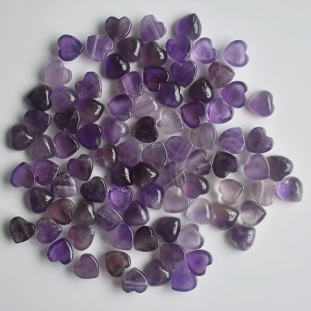 

2020 new good quality natural purple crystal heart shape cab cabochons beads for jewelry making 10mm wholesale 30pcs/lot free