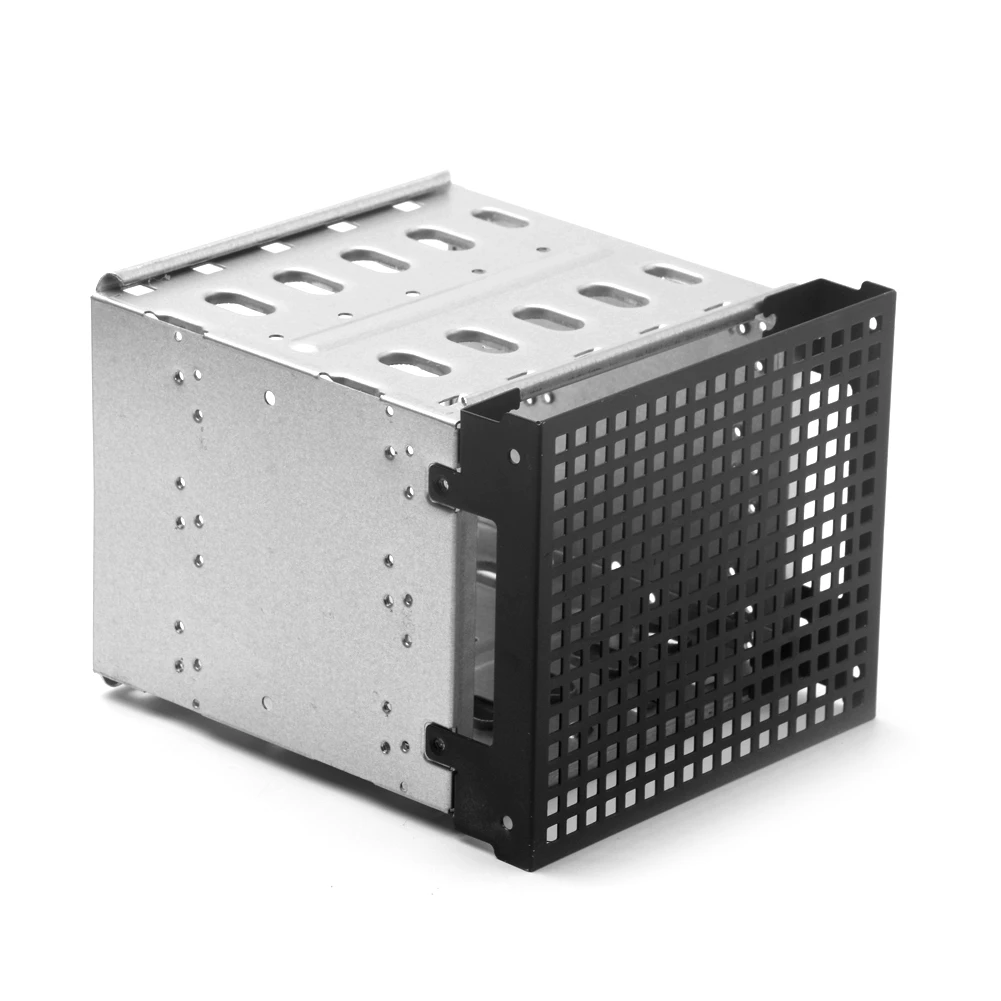 Hard Drive Cage SATA 5.25" to 5X 3.5 Rack with 12cm Fan Space Stainless Steel Detachable DIY CD