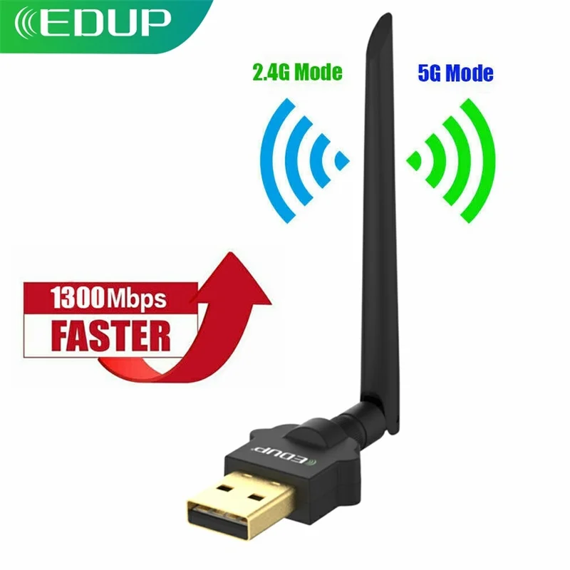 EDUP 1300 Мбит/с AC USB WiFi адаптер 2 4G/5 ГГц двухдиапазонный беспроводной Wifi ключ сетевая