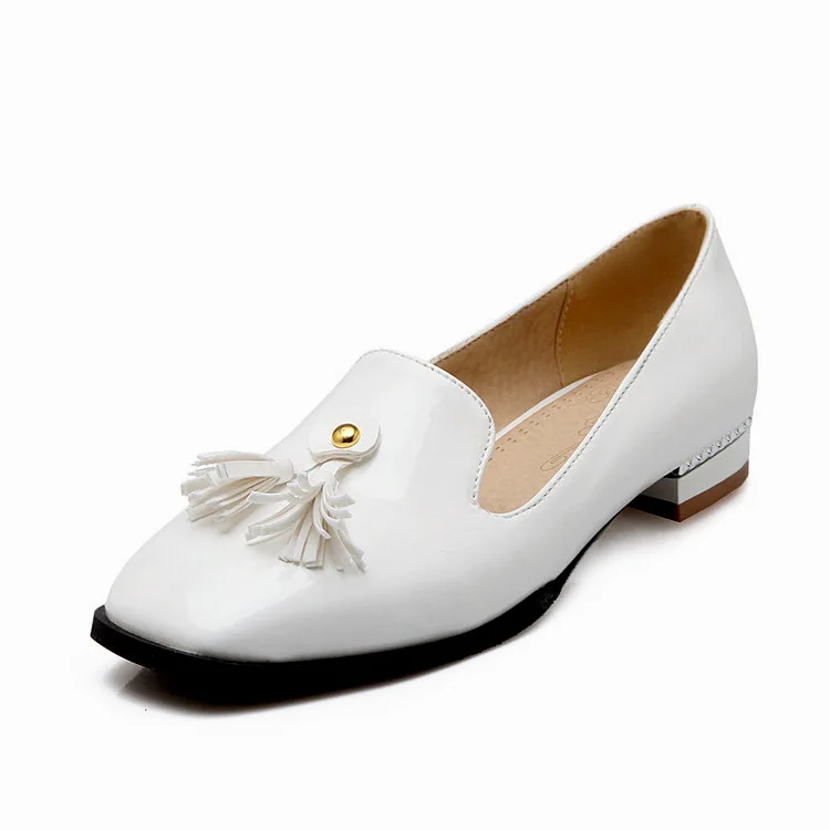 EAGSITY кисточкой Пенни-лоферы; женская обувь на плоской подошве; слипоны; повседневные туфли-лодочки на высоком каблуке с пряжкой из лакированной кожи; женские модельные туфли; свадебные, для танцевальной вечеринки