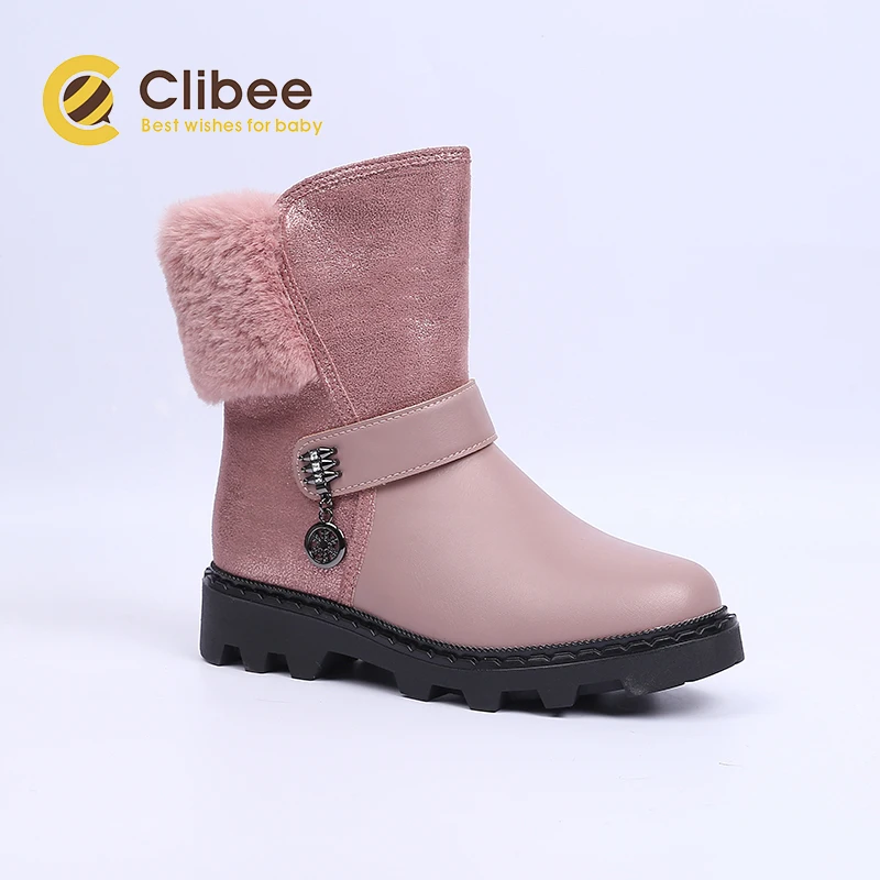 Теплые зимние детские сапоги CLIBEE для девочек водонепроницаемые с толстой
