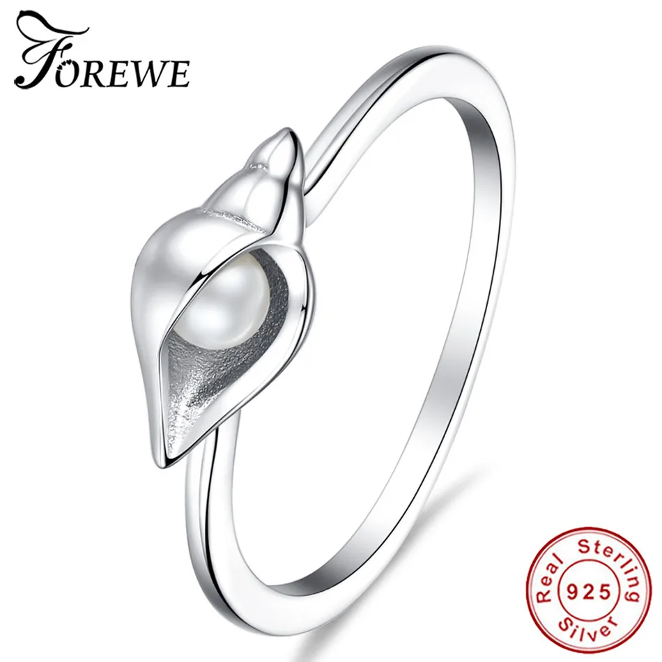 

Forewe Simple 925 Sterling Silver Conch Shell Ring For Women Fine S925 Jewelry Gift Friendship