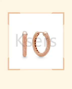 

100% 925 Sterling Silver 1287930 Rose Matte Brilliance Earring Hoops 2019 Spring Elegant Women's Jewelry Free Shipping