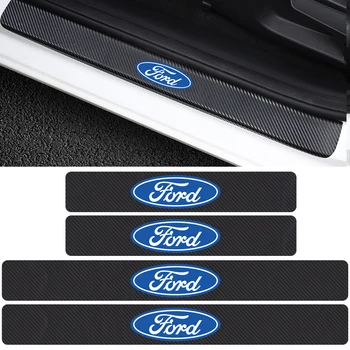 

4PCS Car Styling Door Threshold carbon fiber Protector Sticker For Ford Focus 2 3 Mondeo Fiesta Kuga Shelby Fusion MK2 MK3 MK4
