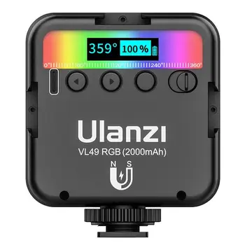 

VL49 Full Color RGB LED Video Light 2500K-9000K 800LUX Magnetic Mini Fill Light Extend 3 Cold Shoe 2000mAh Type-c Port