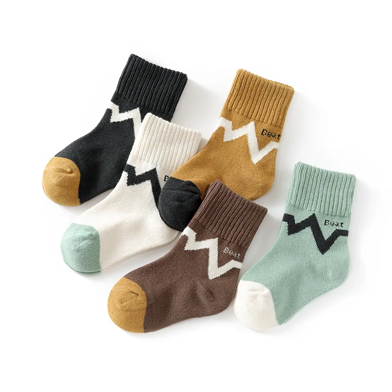5 Pairs/Lot Autumn Winter Warm Children Socks girls boys cartoon cotton mid socks baby kids stripe sports 1-12 Years kids socks
