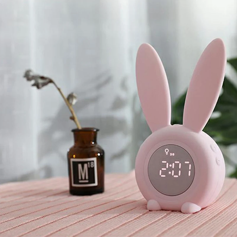 ABUI-милый кролик цифровой будильник, Повтор Carto на милый кролик будильник ночной Светильник