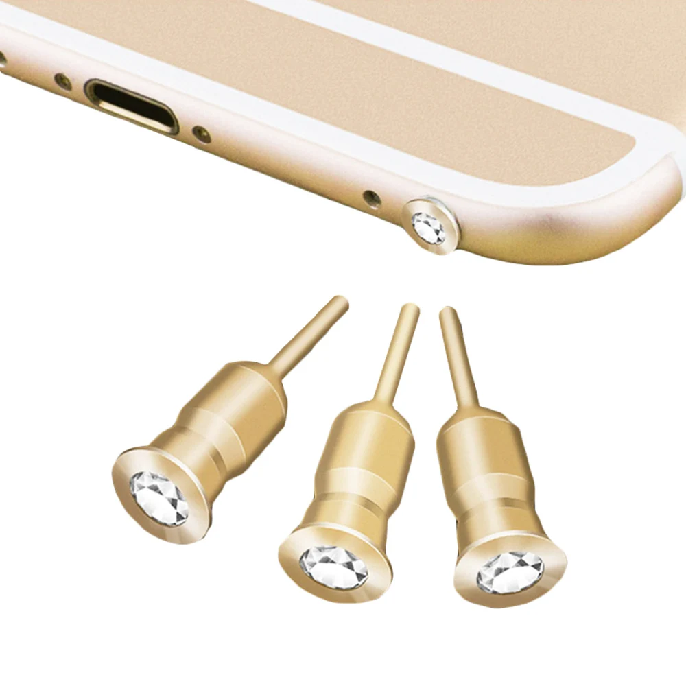 CatXaa Headphone Port Dust Plug Diamond CellPhone Earphone 3.5mm Jack