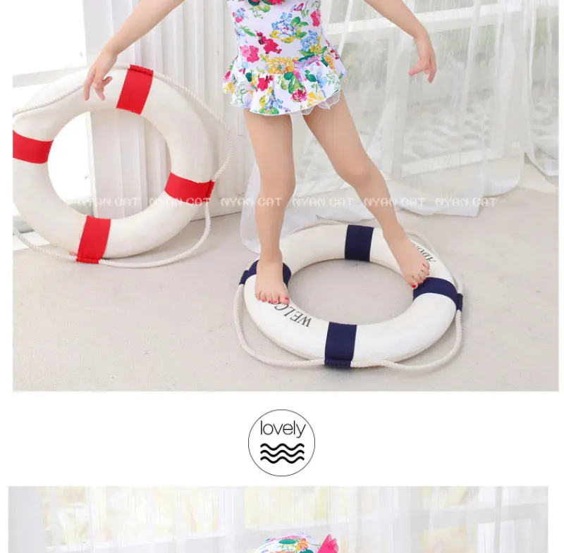 Новинка; купальный костюм для маленьких девочек; комплект из 2 предметов с цветочным принтом и шляпой; купальный костюм для маленьких детей; пляжный купальный костюм в Корейском стиле
