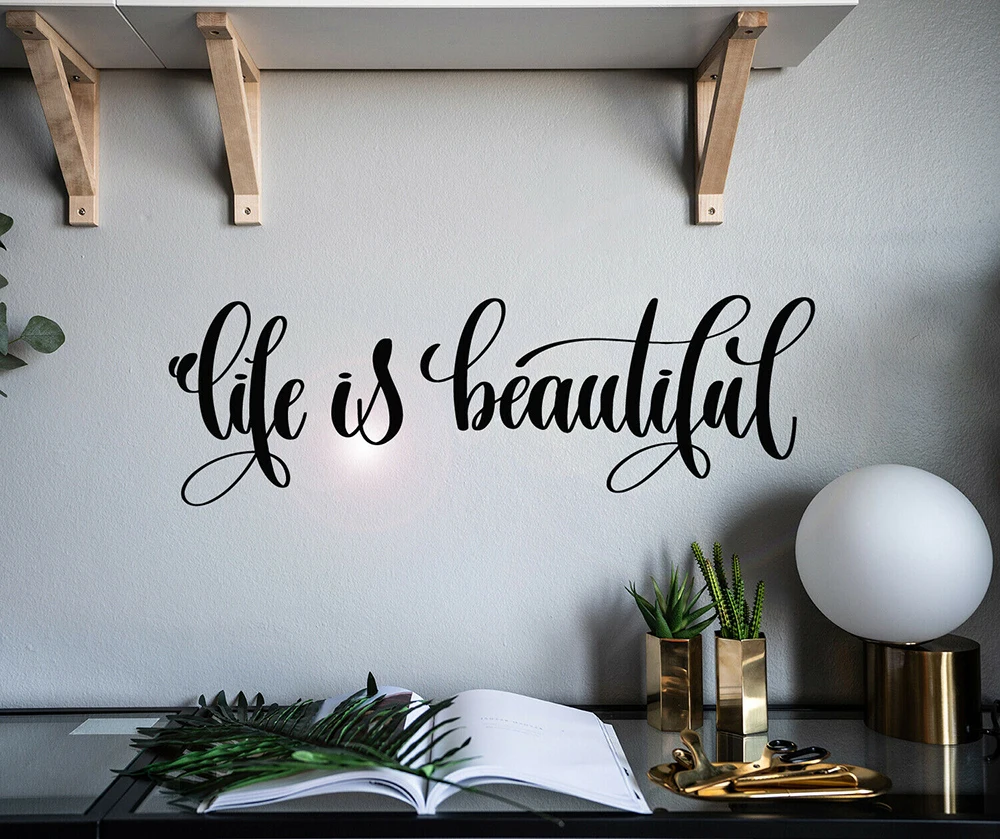 Life Beautiful Quote Wall Decals Inspiring Phrase Vinyl Wall Sticker