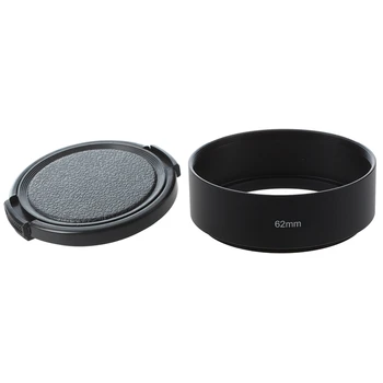 

Textured Black Plastic 52mm Lens Cover Cap for Camera & 62mm Screw Mount Metal Lens Hood for Digital Video Camera