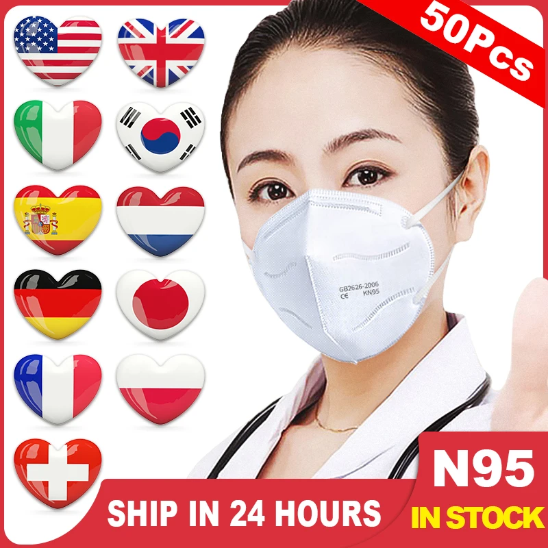 

100Pcs N95 Kpop Face Mask for Men Respirator Mouth Cover Anti Flu Mask Anti Mask Filter Dust Proof Face Masks FFP2 KF94