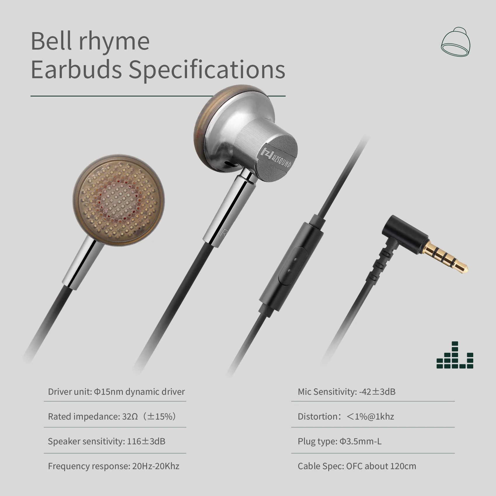 best earbuds wireless HZSOUND Bell rhyme Φ15MM Dynamic Driver HIFI Earphones High Performance Rubidium Magnet Headsets Headphones Wired Earbuds IEM bluetooth headphones for tv