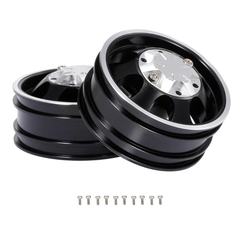 2pcs Simulation Car Front Wheel Hub 7 Spoke Alloy Bead Lock Rim For 1/
