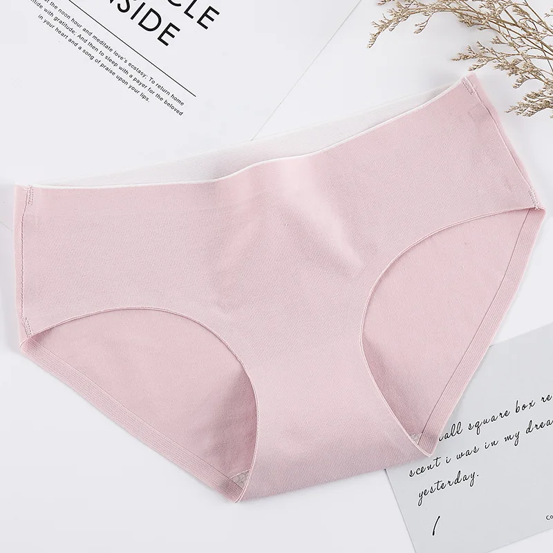 Traceless cotton Briefs women Simple sexy Women Panties spring New Seamless honeycomb germproof lingerie Underwear - Цвет: Розовый