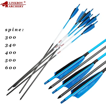 

Linkboy Archery 12pcs Carbon Arrows Spine 400 30'' ID6.2mm Hunting Practice Camping Compound Traditional Bow Shooting