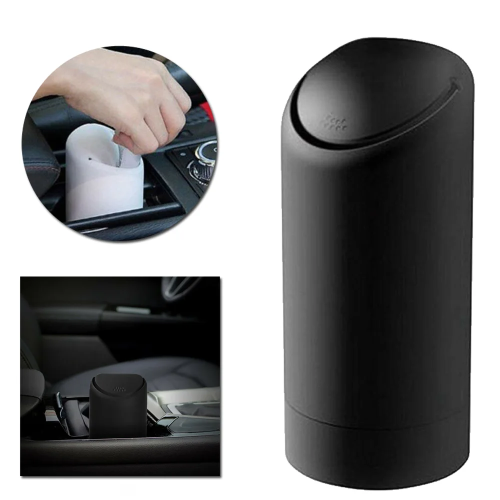 Black Silicone ABS Car Trash Can Fits In The Center Console Or Doors 16*6.5cm Car Accessories Car Trash Can Rubbish