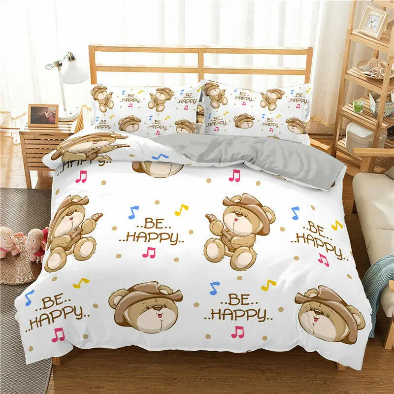 Teddy Bear Bedding Set 2/3Pcs Duvet Cover & Pillowcase(s) 3D Printed Quilt Cover Home Textile Gift 