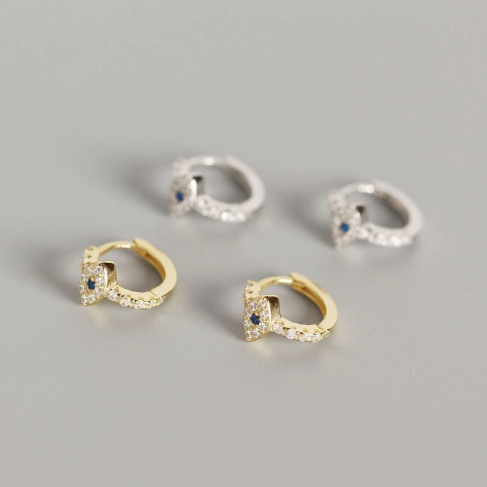 Крошечные стерлингового серебра 925 CZ кубический цирконий Lucky Mini Blue Evil Eye еврей