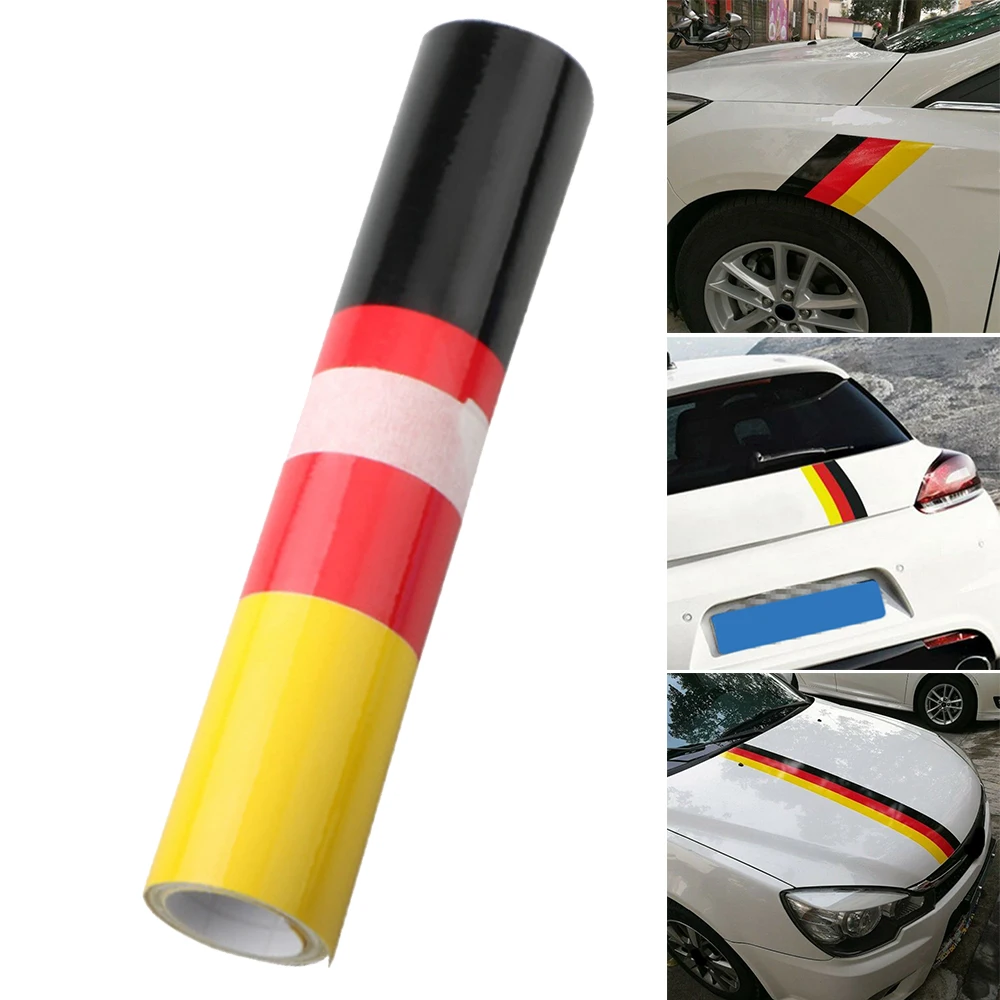 1 Set Universal PVC Racing Stripe 3 Flag Color Vinyl Decal Bumper Hood Sticker Auto Parts For Cars 1x1.5m Length | Автомобили и