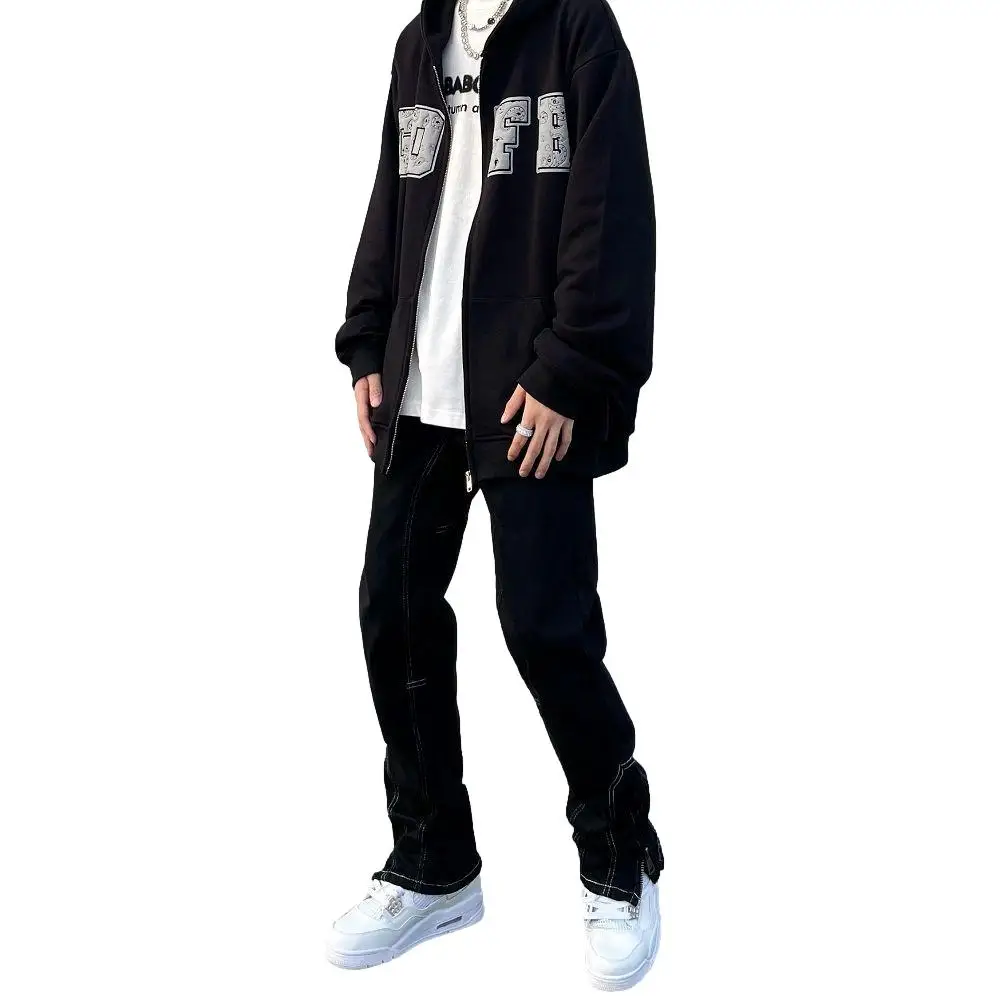 

Idopy Fashion Men`s Jeans Joggers Ankle Zipper Slim Fit High Street Cool Hip Hop Pants For Man