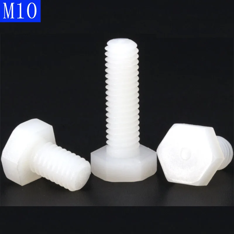 

M10 x 1,5 белый Пластик нейлон внешний шестигранник черный Пластик нейлон с шестигранной головкой Кепки установочные винты болты DIN 933
