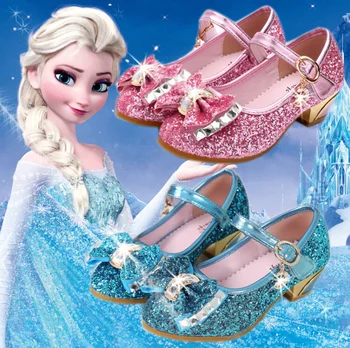 

Children Leather Elsa Sandals Child High Heels Girls Princess Summer Anna Shoes Chaussure Enfants Sandals Party Shoes EU 26-37