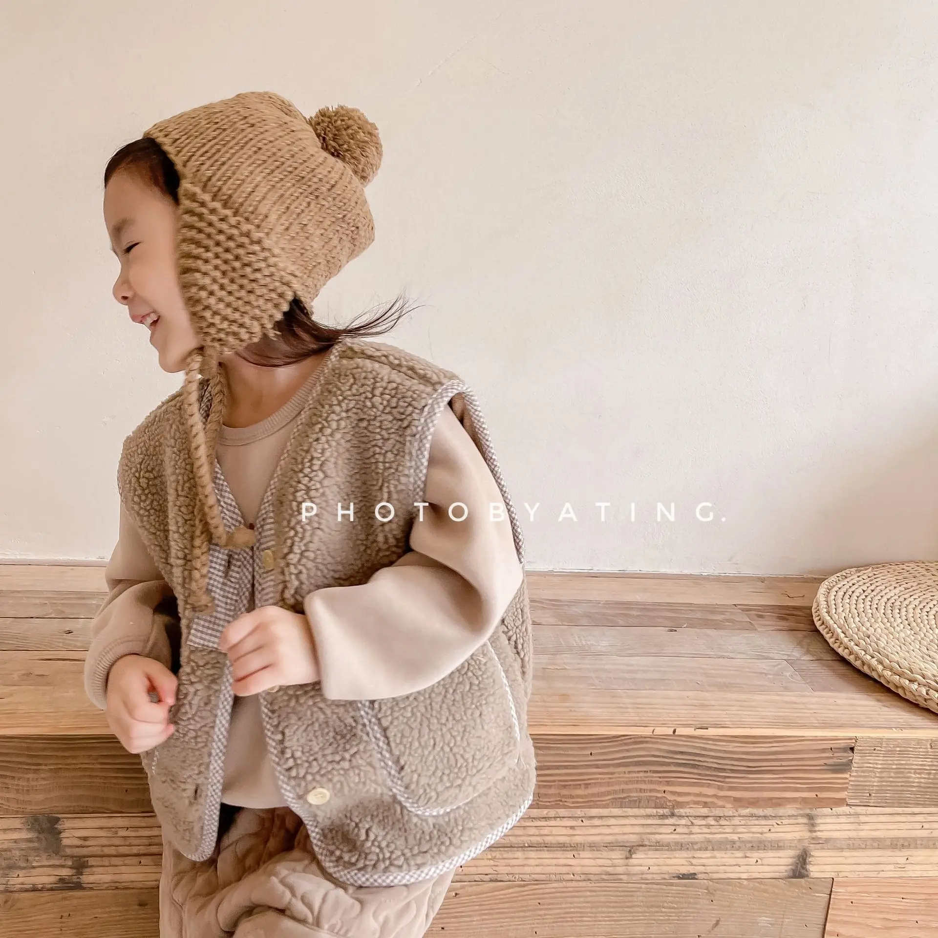 Winter Warm Kids Vest Solid Baby Sleeveless Lamb Wool Coat Children Thicken Vest Cotton Girls Windproof Children Jacket