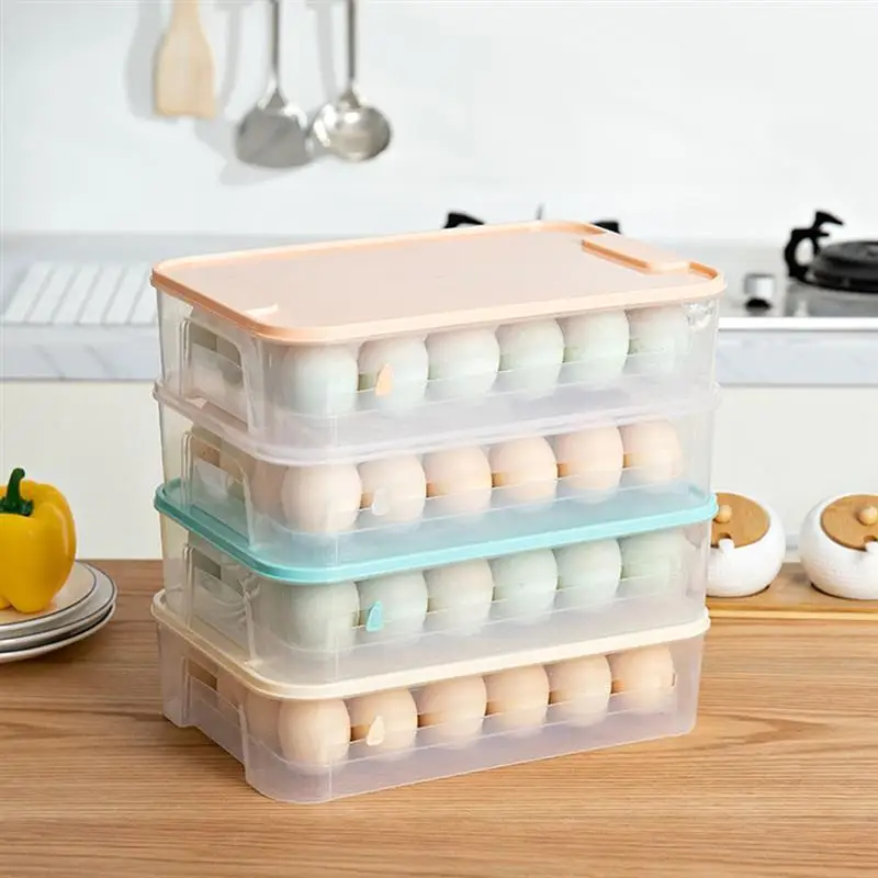 Egg Protective Case Stackable Egg Box Eggs Storage Container with Cover for Home Shop Kitchen
