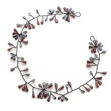 Ручной работы аксессуары для волос на выпускной вечер фиолетовые Кристальные бусины ободки простые свадебные волосы лоза горный хрусталь невесты головные уборы для женщин