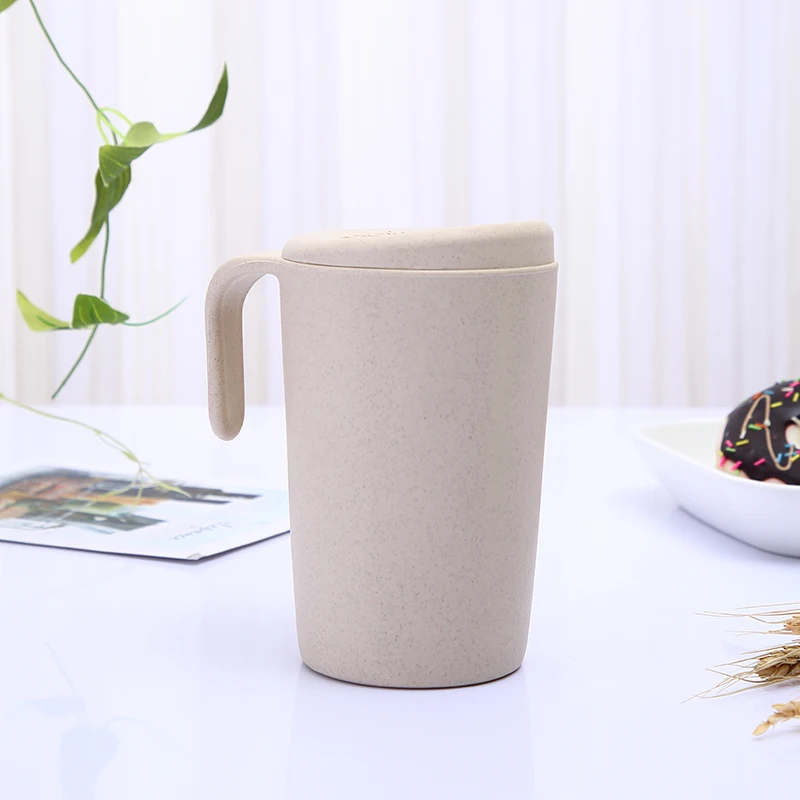 Пшеничная соломенная кружка чашка для воды Экологичная Милая чашка маленькая пара Питьевая чашка с крышкой, чашка для кофе с молоком