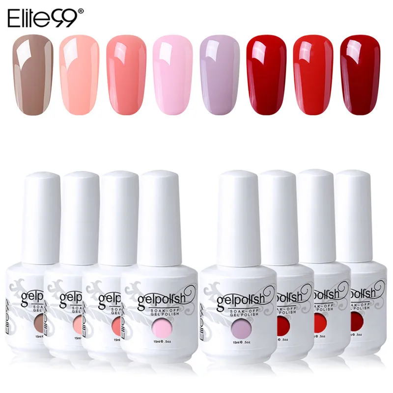 

Elite99 Semi-Permanent UV LED Enamel 8pcs Nail Polish Gel Kit Base Coat Need Top Coat Semi-Permanent Soak off Manicure Set