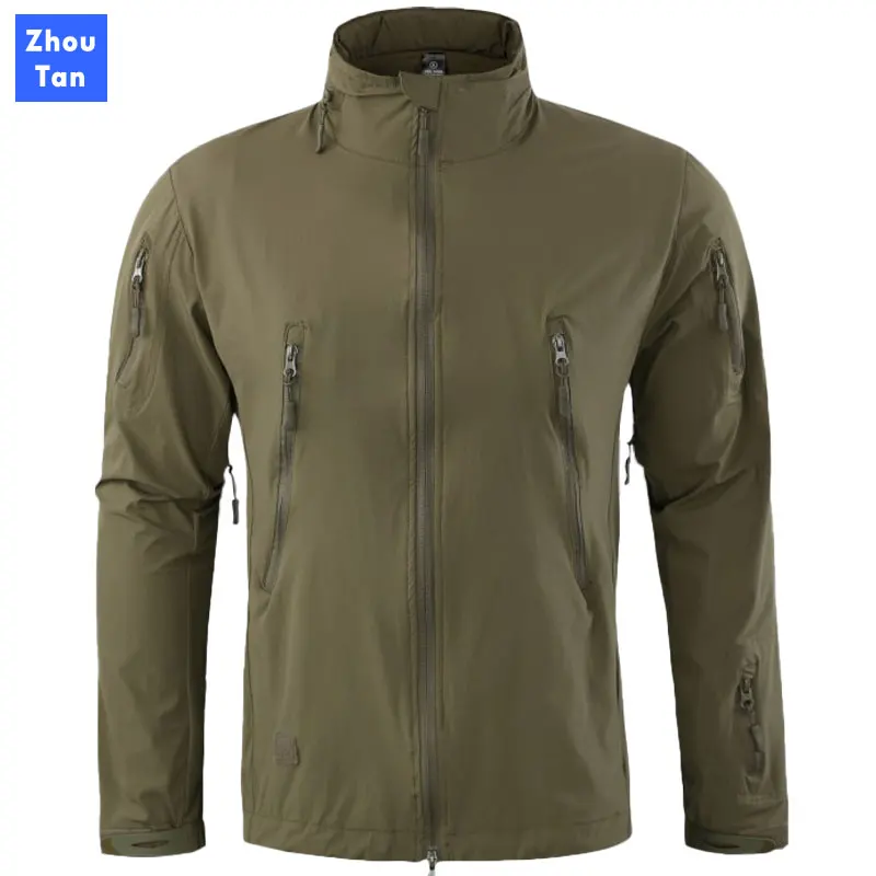 

Tactical Jacket Men Waterproof Mulit Pockets Mountain climbing men's Hooded Spring Autumn Breathable Bylon Windbreaker