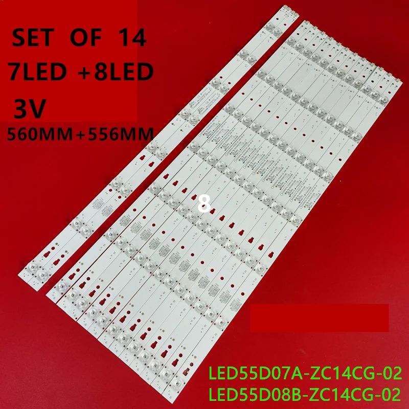 New 14 PCS/set LED Backlight strip for POLAROID MHDV5533-U4 JVC LT-55C550 LED55D08B-ZC14CG-02 LED55D07A-ZC14CG-02 30355008225