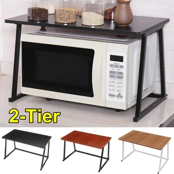 

2-Tier Microwave Oven Rack Carbon Steel Kitchen Supplies Stand Kitchenware storage Space Saving Shelf Kitchen Organizer Holder