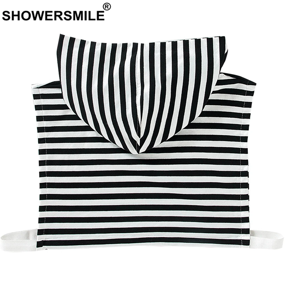 SHOWERSMILE черно белый фальшивый воротник с шляпой женский хлопковый корейский