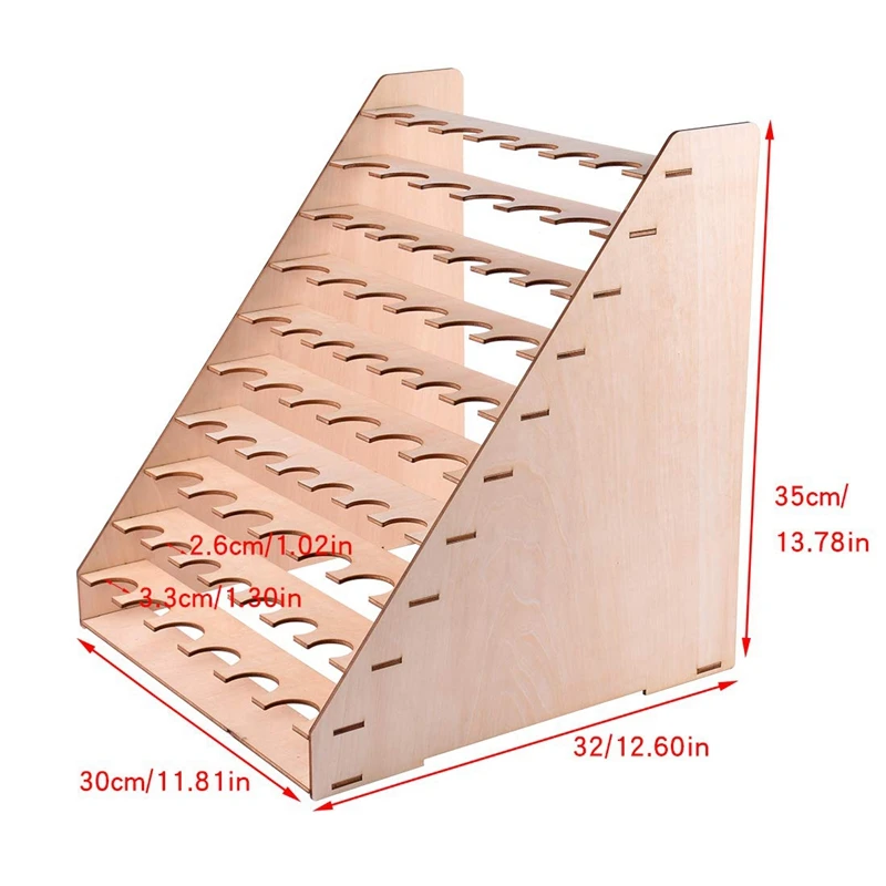 65 Holes Paint Organizer Rack(1.3In+ 1.02In Per Hole) Color Bottles Paints Stand Rack Storage Tool