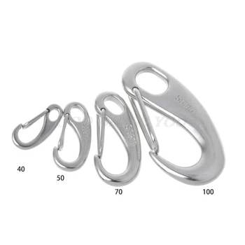 

Boat Marine Stainless Steel Egg Shape Spring Snap Hook Clip Quick Link Carabiner