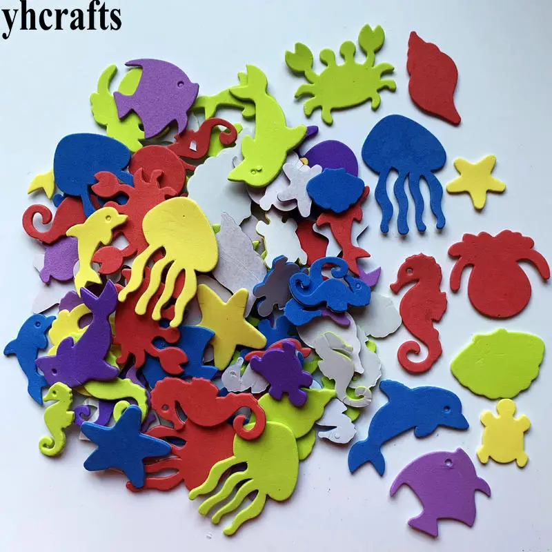 1bag/LOT Ocean animals foam stickers Wall decoration Early educational