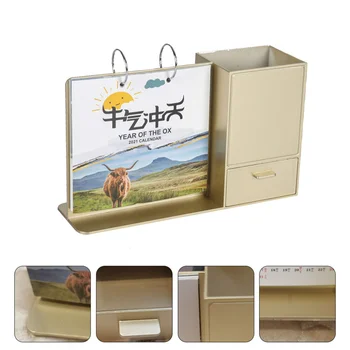 

1 Pc Desktop Adornment Calendar With Pen Holder Desktop Calendar 2021 for Home Decor Office Gift