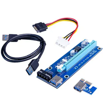 Wholesale USB 3.0 PCI-E pci e riser 1X To 16X Extender Riser Adapter Card SATA 15pin Male to 6pin Power Cable
