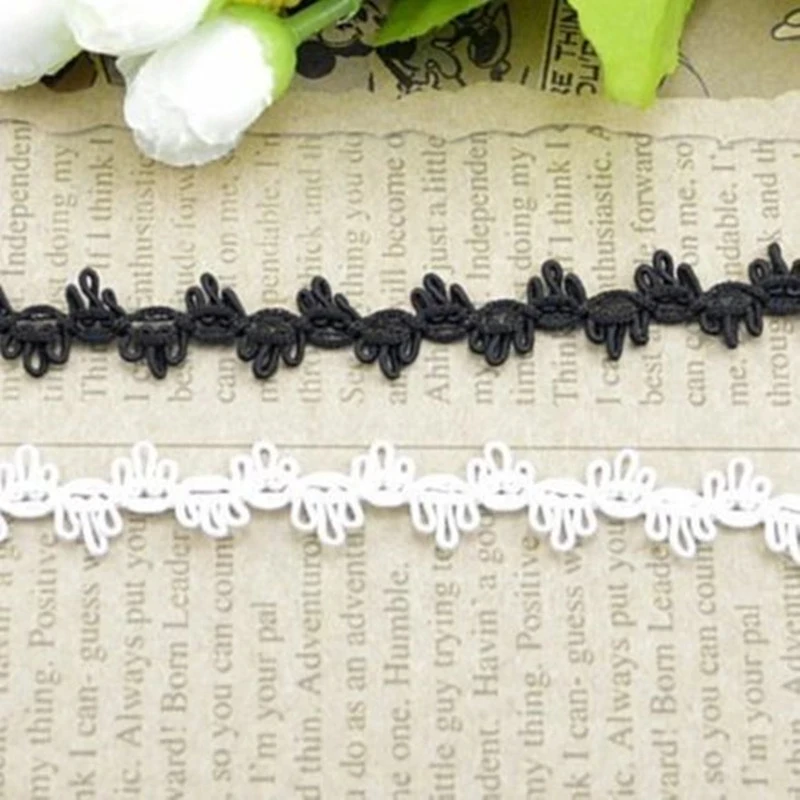 

1M Latest High Quality White Lace Fabric 1.5CM Ribbon Black Lace Fabric Cotton Material Guipure Sewing Trimmings Clothing VG36