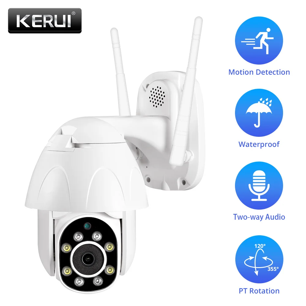 KERUI 1080P полноцветная PTZ купольная IP камера Wifi CCTV Домашняя безопасность Водонепроницаемая камера наблюдения ночного видения камера обнаружения движения