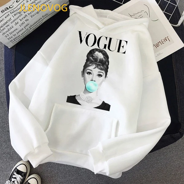 Hot Item Aesthetic Sweatshirt White Jumper Bubble Hoodie Women Vogue Audrey-Hepburn Winter Fashion 1005001453208607