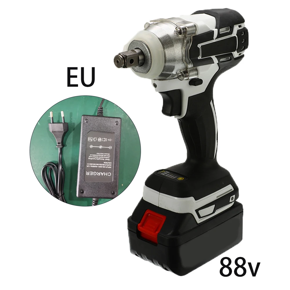 EU Plug 88 в 1280 Вт бесщеточный Электрический дрель ударный гайковерт беспроводной 360-520NM 10000 мАч электроинструменты электрический ключ с батареей автомобиля DIY - Цвет: EU Plug