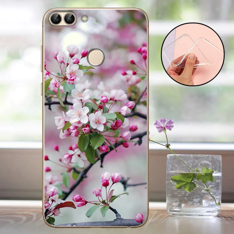 Мягкий чехол из ТПУ для huawei P, умный чехол, силиконовый чехол для бампера huawei P Smart Funda, чехол FIG-LX1 Enjoy 7 S, чехол, окрашенный чехол для телефона - Цвет: HTH