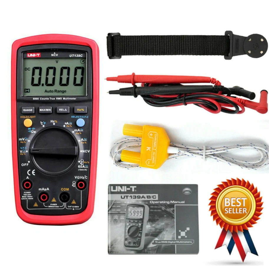 

UNI-T UT139C UNIT Digital Multimeter Auto Range True RMS Meter Capacitor Tester Handheld With A Magnetic Hanger Loop Strap