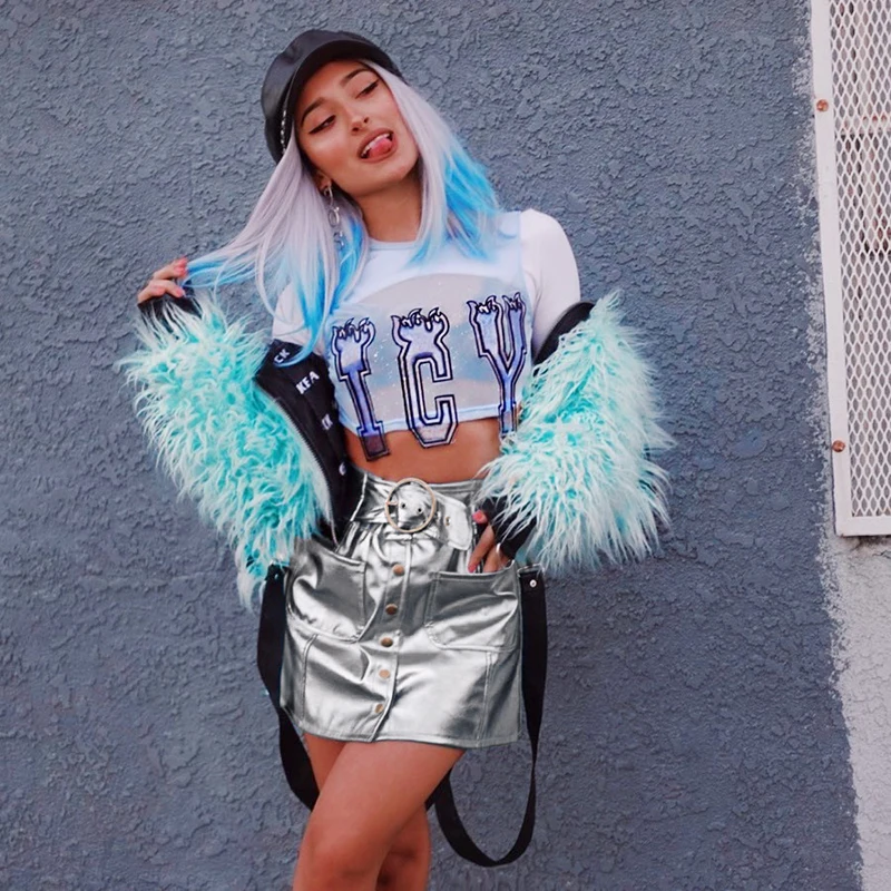 Rapcopter Высокая талия Bottons уличная кожаная юбка женская однотонная Harajuku модная юбка карманы А-силуэт Женская мини юбка